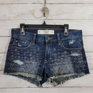 A&F Distressed Studded Cutoff Style Raw-Hem Shorts Summer Festival Size 00 / 24